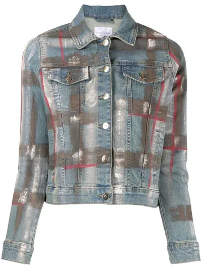 Madison.maison Metallic-print Denim Jacket In Blue