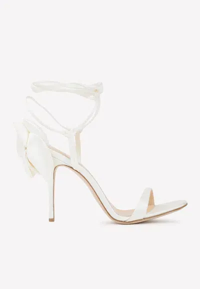 Magda Butrym 100 Embellished Satin Sandals In White