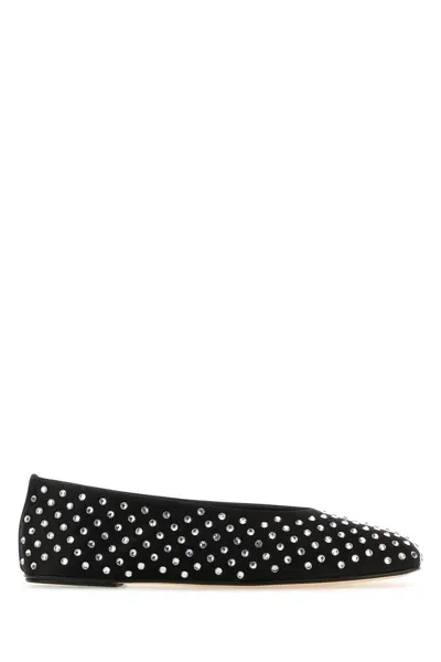 Magda Butrym Embellished Satin Ballet Flats In Black