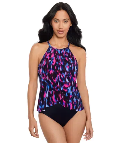 Magicsuit Women's Cherry Bomb Aubrey Printed Draped One-piece Swimsuit In Black Multi