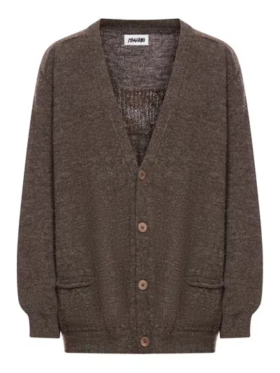 Magliano Grampa Wool Cardigan With Logo In Grey