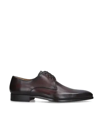 Magnanni Plain Leather Derby Shoes In Brown