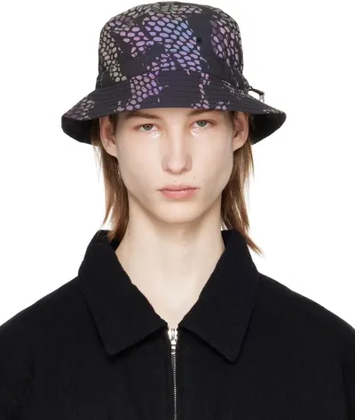 Maharishi Black Camo Reflective Bucket Hat In Subdued Night