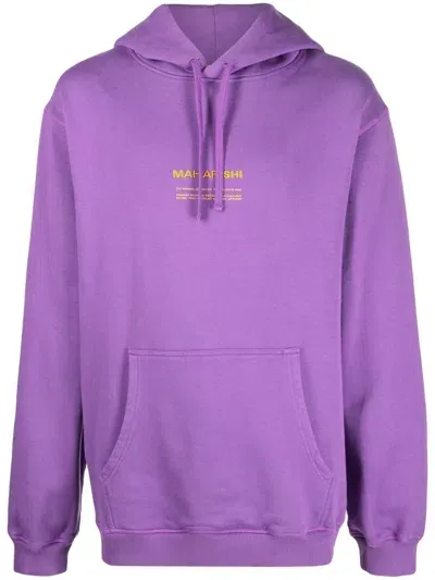 Maharishi Logo-embroidered Organic Cotton Hoodie In Violett