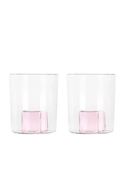 Maison Balzac 2 Pink Ice Gobelets In Clear & Pink