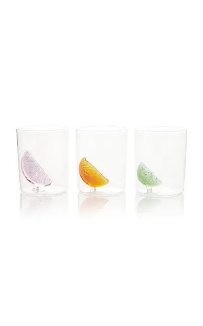 Maison Balzac Set-of-three Glass Tumblers In Multi