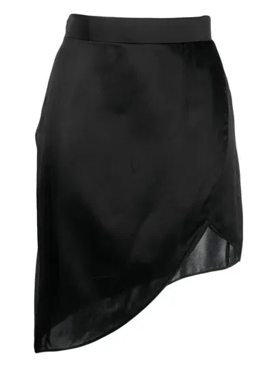 Maison Close Asymmetric Silk Lounge Skirt In Black