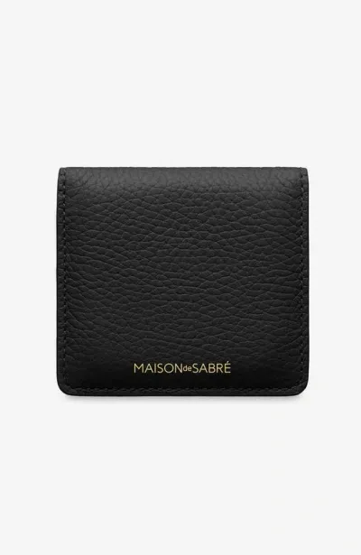 Maison De Sabre Leather Compact Mirror In Rouge Noir