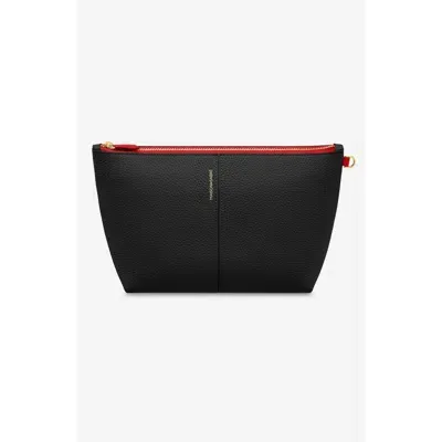 Maison De Sabre Maison De Sabré Medium Leather Flaire Pouch In Rouge Noir