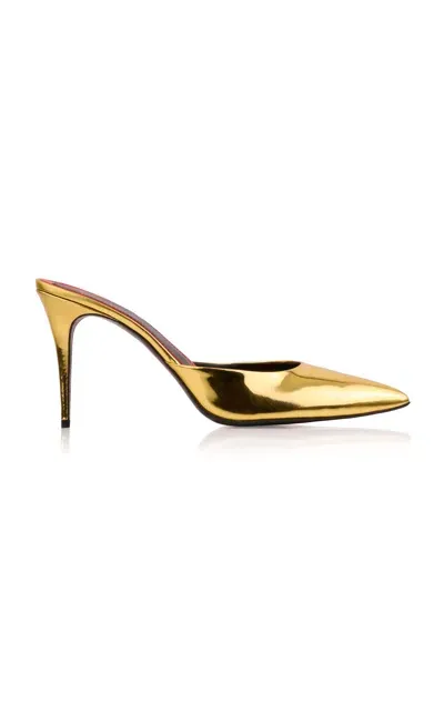 Maison Ernest Lux Metallic Leather Mules In Gold