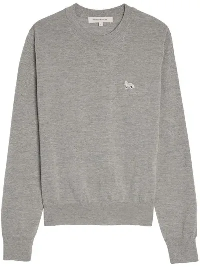 Maison Kitsuné W Baby Fox Patch Regular Jumper In Grey