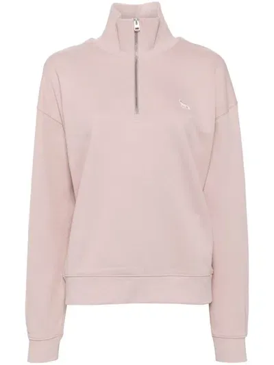 Maison Kitsuné Baby Patch Half Zip Sweatshirt In Pink