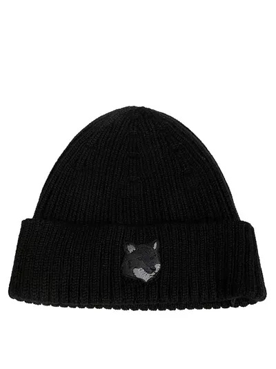 Maison Kitsuné Maison Kitsune Beanie Fox Head In Black