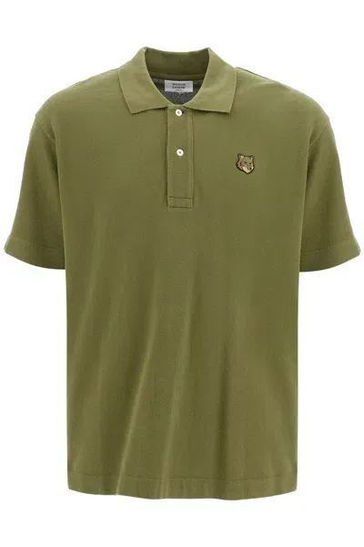 Maison Kitsuné Maison Kitsune 'bold Fox Head Comfort Fit Polo Shirt In Khaki