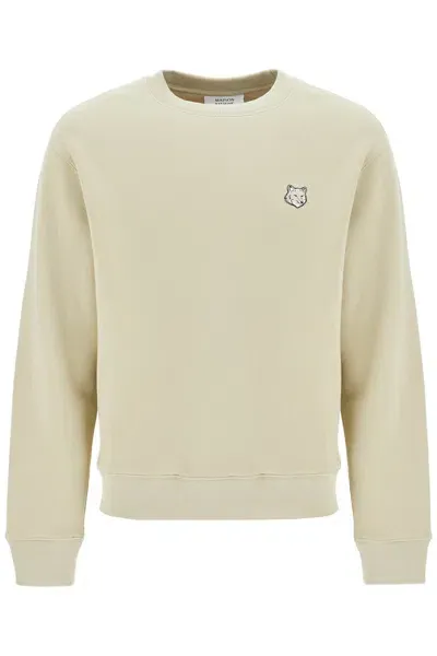 Maison Kitsuné Maison Kitsune 'bold Fox Head Crewneck Sweat In Neutro