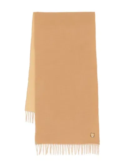 Maison Kitsuné Bold Fox Head Patch Scarf In Braun