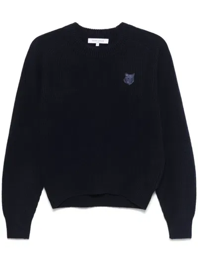 Maison Kitsuné Bold Fox Head-patch Sweater In Blue