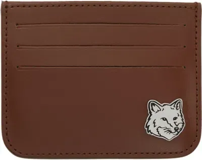 Maison Kitsuné Brown Fox Head Card Holder In P298 Dark Brown