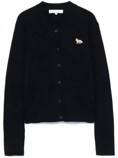 Maison Kitsuné Cardigan With Fox Motif In Blue