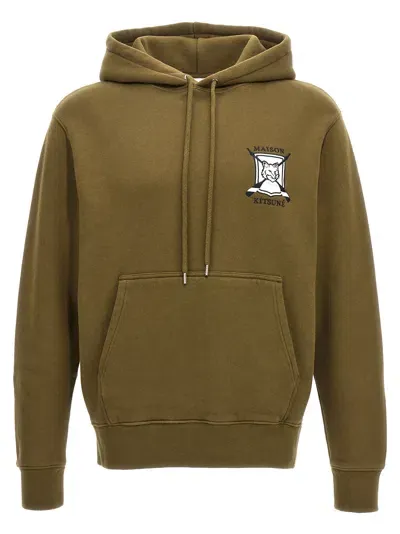 Maison Kitsuné Khaki College Fox Hoodie