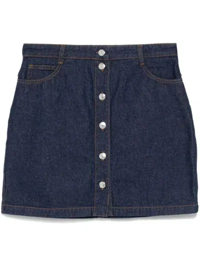 Maison Kitsuné Maison Kitsune' Denim Mini Skirt In Blue