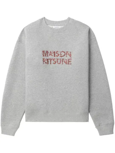 Maison Kitsuné Embroidered-logo Sweatshirt In Grey