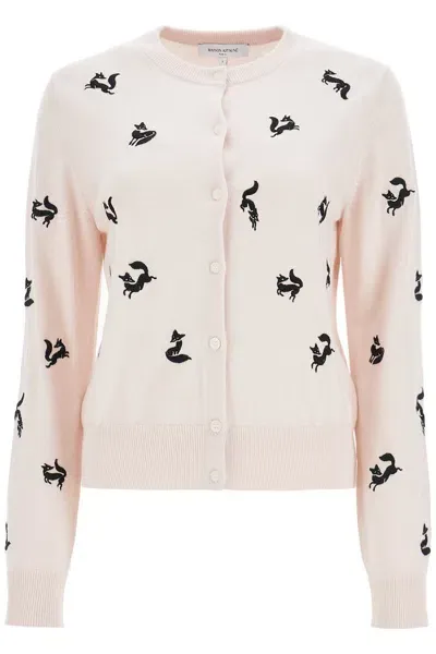 Maison Kitsuné Fancy Fox Cardigan In Pink