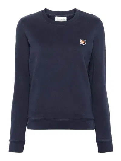 Maison Kitsuné Fox Head Cotton Sweatshirt In Azul