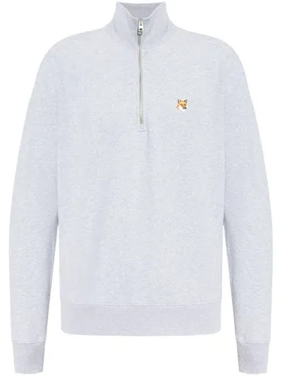 Maison Kitsuné Fox Head Cotton Sweatshirt In Grey