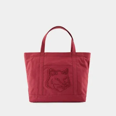 Maison Kitsuné Fox Head Large Shopper Bag In Red