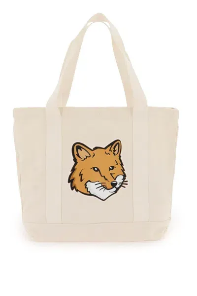 Maison Kitsuné Fox Head Tote Bag In White