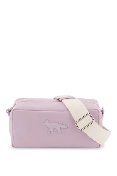 Maison Kitsuné Leather Shoulder Bag In Violet