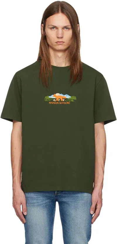 Maison Kitsuné Green Outdoor Profile Fox Comfort T-shirt