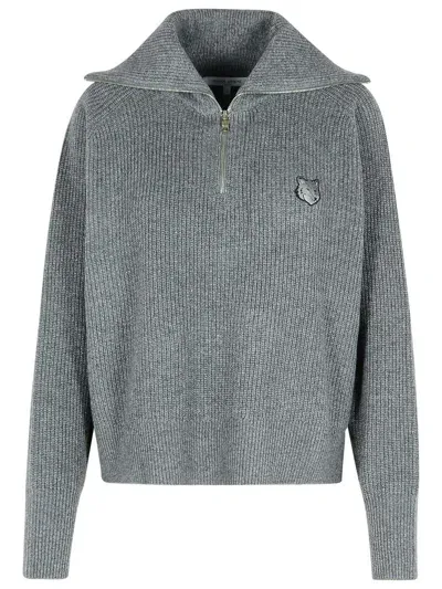 Maison Kitsuné Grey Wool Blend Sweater