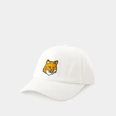 Maison Kitsuné Bold Fox Cotton Baseball Cap In White