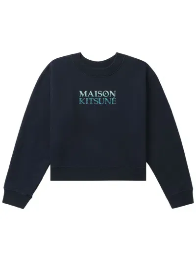 Maison Kitsuné Logo-embroidered Sweatshirt In Blue