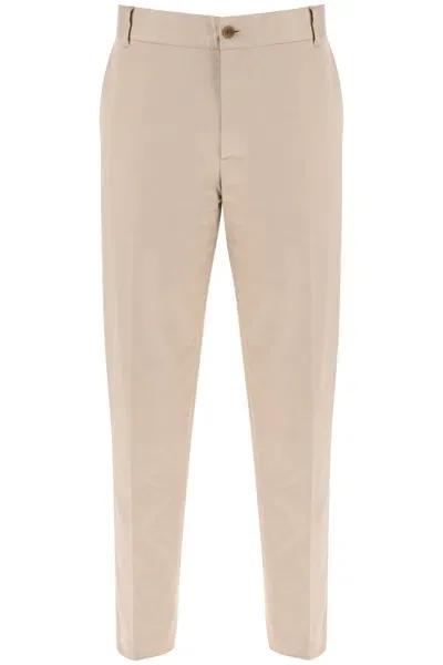 Maison Kitsuné Pantaloni Chino In Gabardina Di Cotone In Neutrals