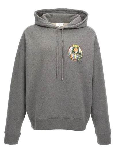 Maison Kitsuné Rambling Fox Oversized Hoodie In Gray