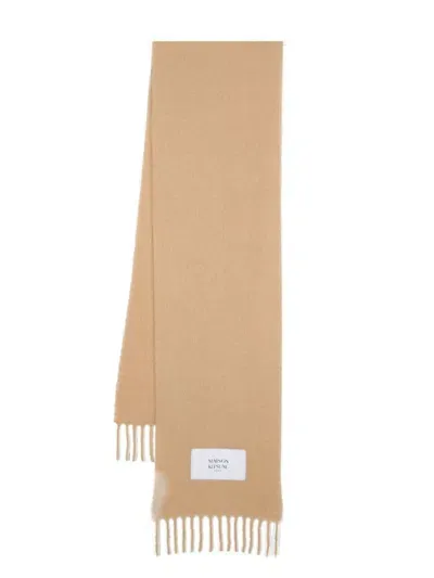 Maison Kitsuné Scarf With Application In Brown