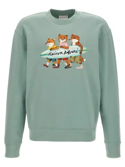 Maison Kitsuné Surfing Fox Sweatshirt In Light Blue