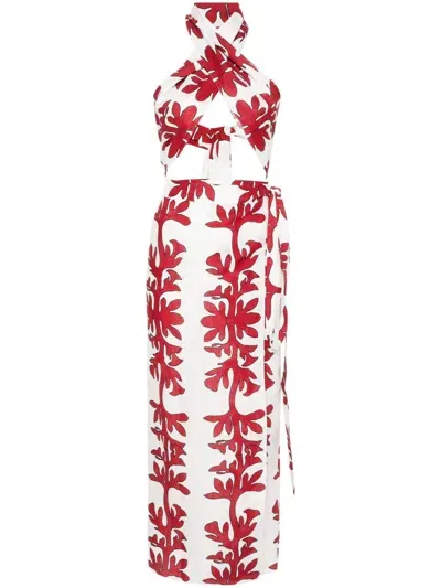 Maison La Plage Tuscany Maxi Skirt Set In Red