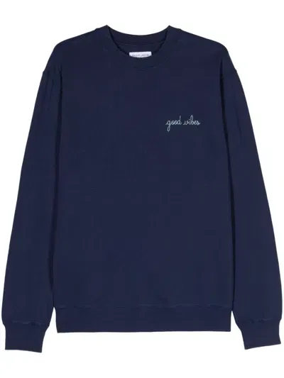 Maison Labiche Charonne Slogan-embroidered Sweatshirt In Blue