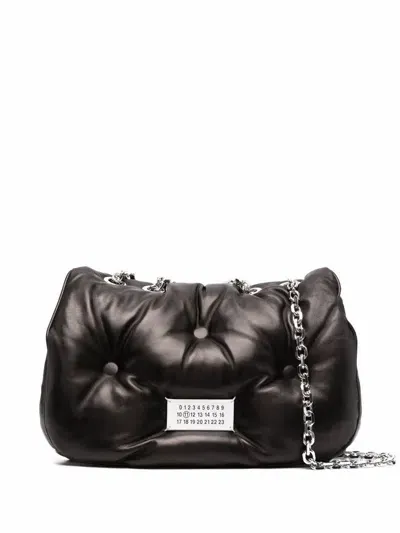 Maison Margiela 'glam Slam Flap' Medium Leather Bag In Black