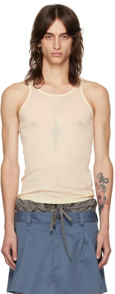 Maison Margiela Beige Semi-sheer Tank Top In 150 Sand