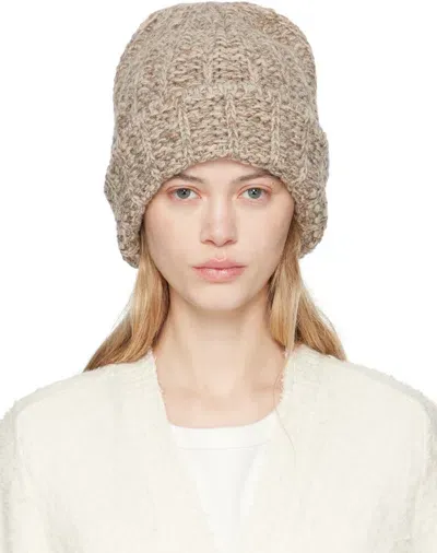 Maison Margiela Beige Shetland Wool Beanie In 001f Beige/light Gre