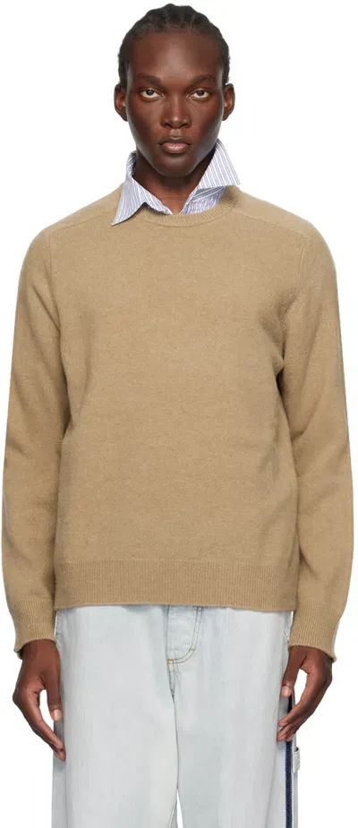 Maison Margiela Beige Washed Lambswool Sweater In 124m Beige