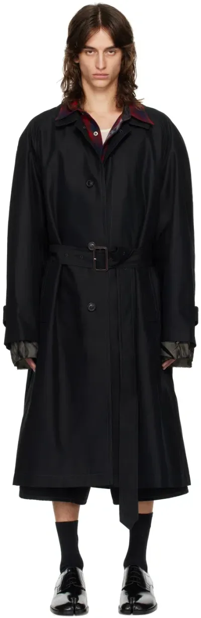 Maison Margiela Black Belted Trench Coat In 900 Black