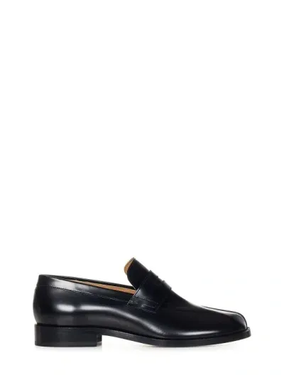 Maison Margiela Black Brushed Leather Penny Loafers