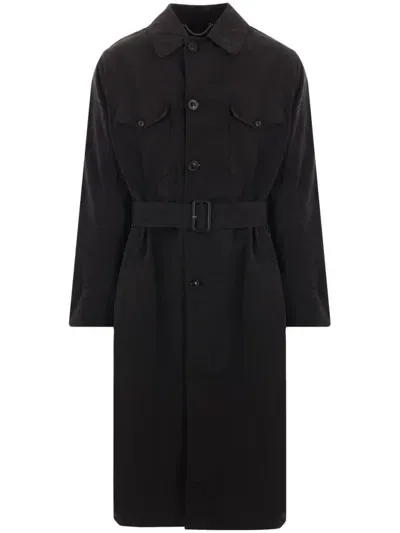 Maison Margiela Black Canvas Belted Trench Coat