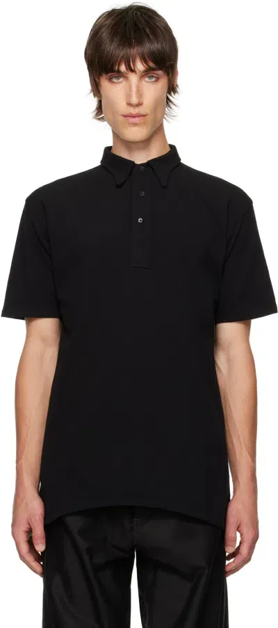 Maison Margiela Black Cotton Piqué Polo In 900 Black